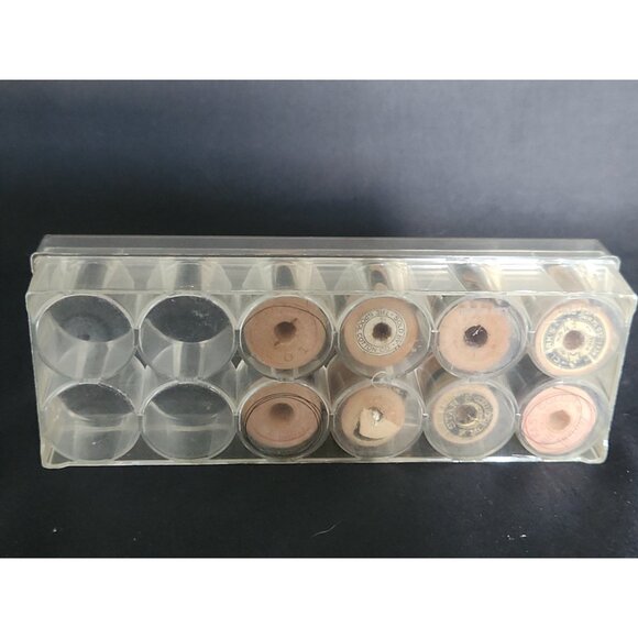 Vintage Traum Plastic Sewing Thread Holder With 8 Wooden Spools Craft Storage - Picture 5 of 8